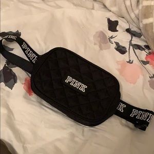 Victoria Secret PINK black quilted fanny pack